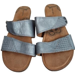 Rockport Cobb Hill Women's Silver Slip-on Sandals Shoes in size 10